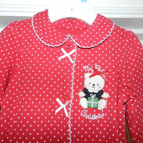 Little Me Baby Girls My First Christmas Set Footed Sleeper & Hat - Picture 7 of 9